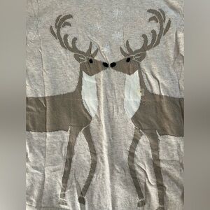 LOFT Cream and Brown Reindeer Long Sleeve Tee